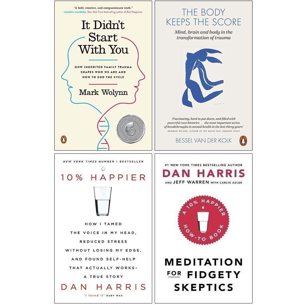 It Didn't Start, Body Keeps Score, 10% Happier, Meditation Fidgety 4 Books Set