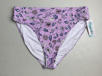 Freshwater Lavender Floral High Leg Banded Swim Suit Bikini Bottoms 2XL XXL 20