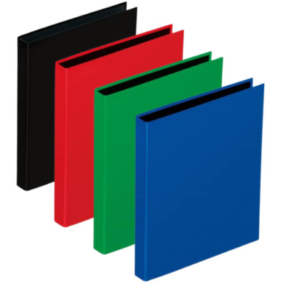 4 x Pagna Ringbuch PP DIN A5 2-Ring 20mm Ring 35mm Rücken schwarz,rot,grün,blau