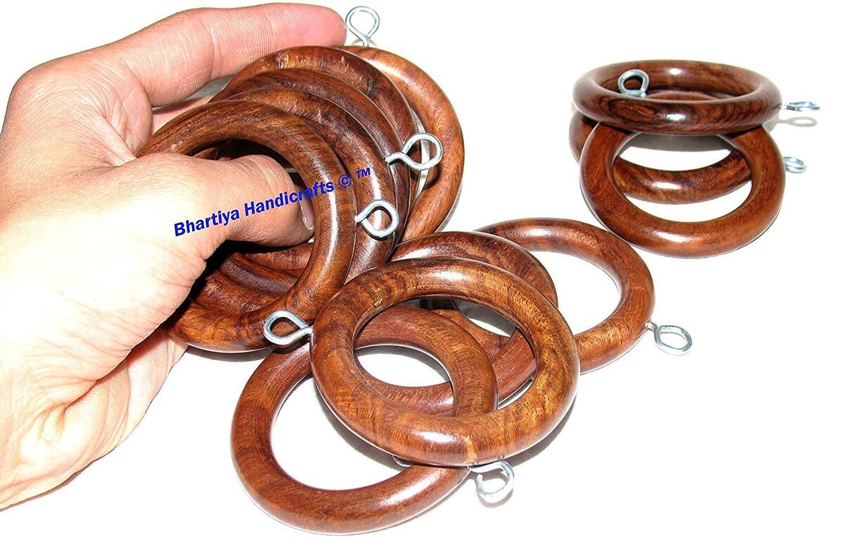 Wooden curtain rings Decorative Wood Ring with Detachable Clip Set of 12  piece