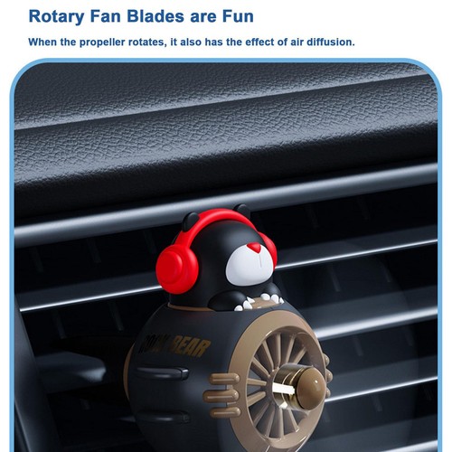 Car Air Freshener Bear Pilot Rotating Propeller Air Outlet Fragrance Diffuser - Foto 10 di 13