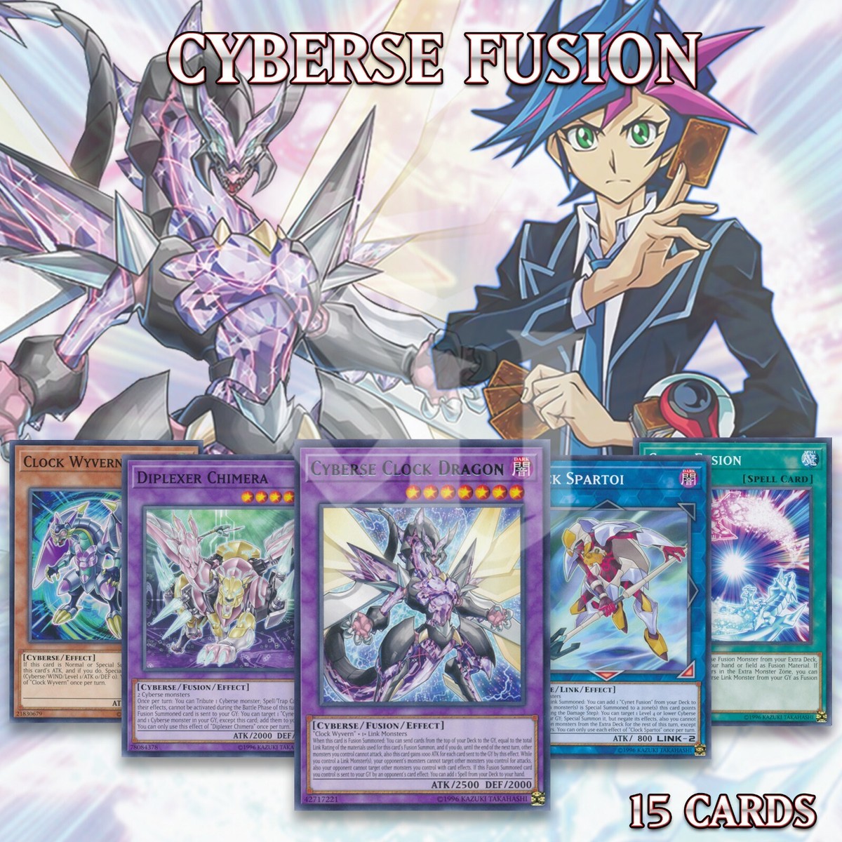 FUSION CYBERSE DECK 15 | Clock Dragon Diplexer Spartoi Playmaker Yusaku  YuGiOh | eBay