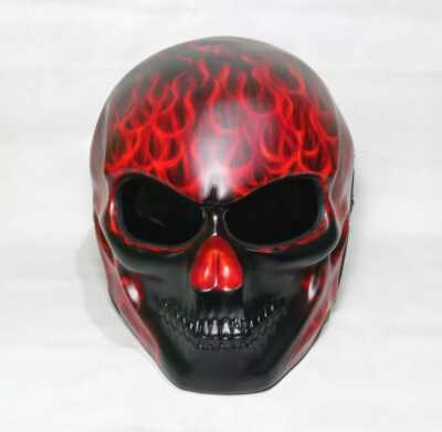 FREE SHIPPING SKULL MOTORCYLE HELMET RED FIRE (DOT & ECE CERTIFIED)