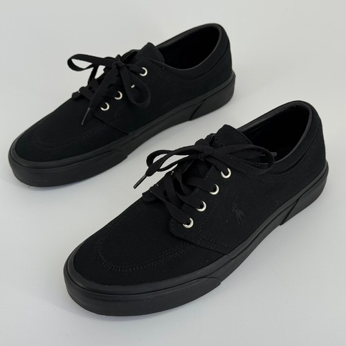 Polo Ralph Lauren Hombres Tenis 9 Negro Faxon X Con Cordones Parte Superior Baja Informal Atlético - Imagen 2 de 11