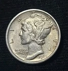 1917 S MERCURY DIME - AU+++