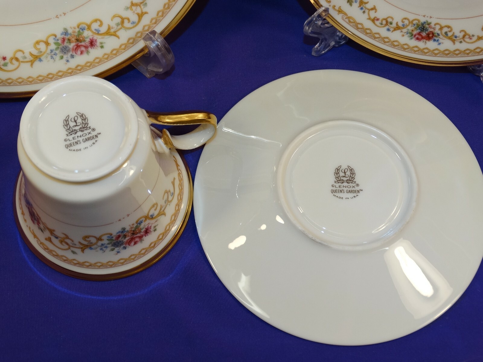 VINTAGE 5 PC PLACE SETTING LENOX "QUEENS GARDEN" FINE CHINA DINNERWARE
