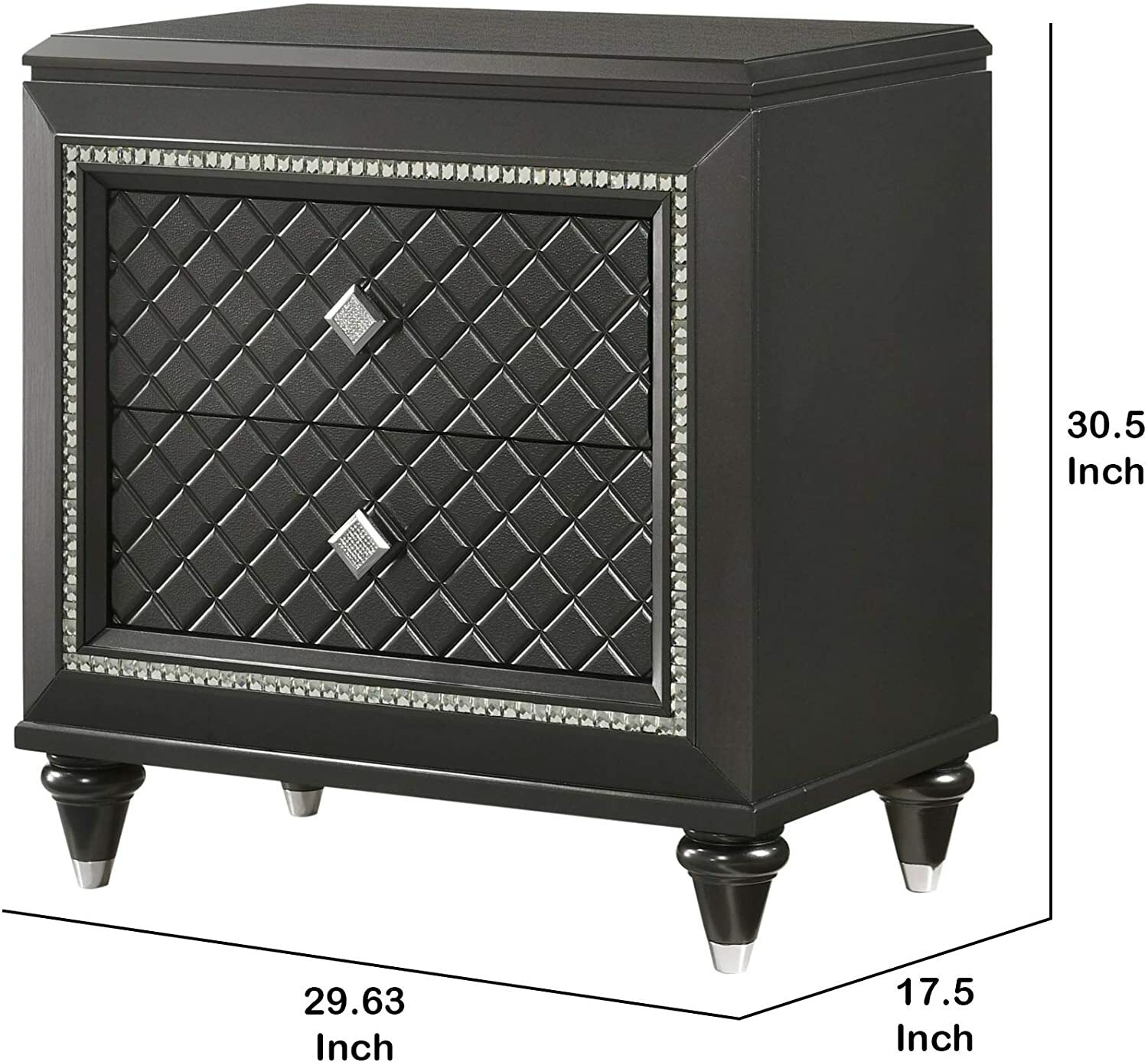 Black Two Drawer Bedroom Nightstand With Brushed Nickle Knobs For Sale Online Ebay