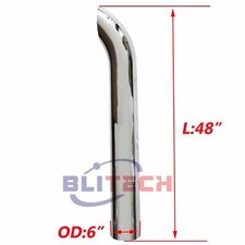 6 Inch Od Chrome Curved Exhaust Stack Pipe 48 Inch Length Semi Truck Tube