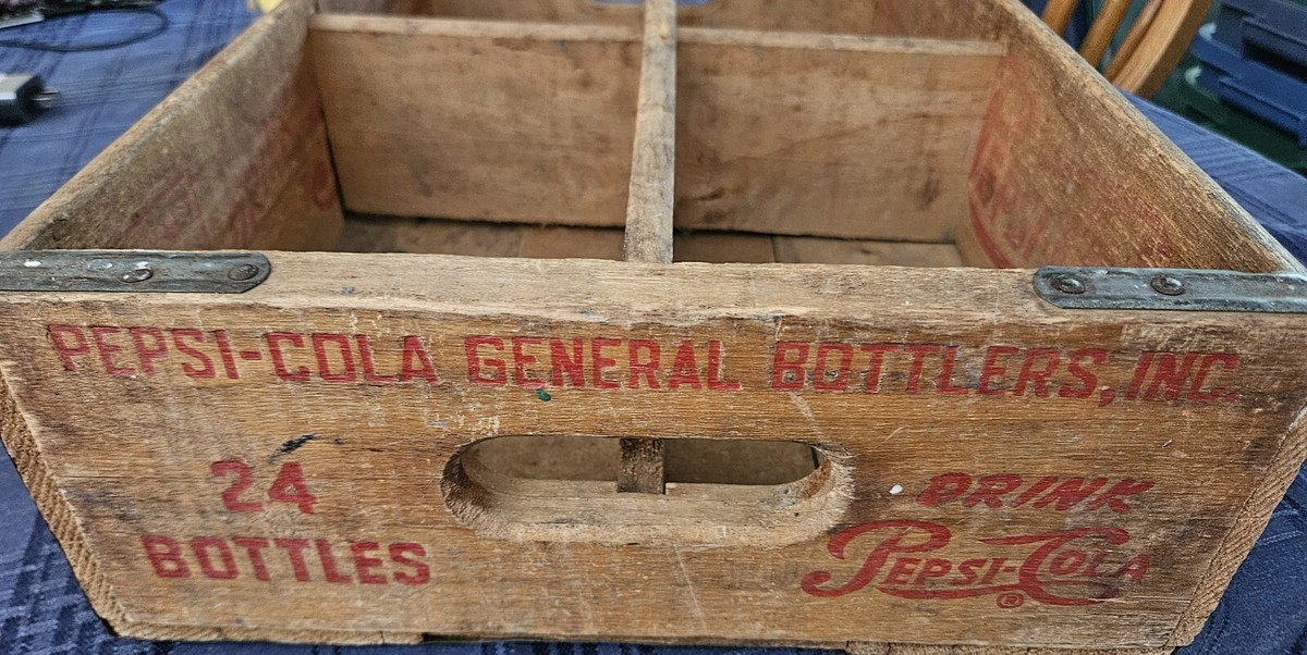 Vintage Pepsi : Drink Pepsi-Cola Wooden 24 Bottle Crate 4 sections