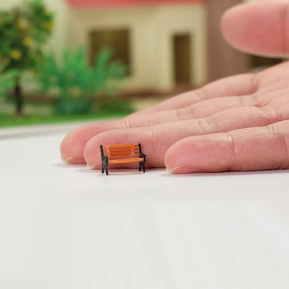 10pcs Model Trains N Scale 1:160 Bench Chair Settee Model Park Scenery YZ150 - Image 2 of 4