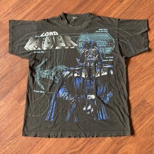 VTG 80s 90s Star Wars Darth Vader Lord Single Stitch Shirt Movie All Over Print