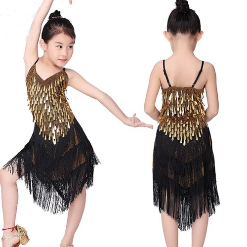 Sequin Skirt Latin Daning Dress for Girls Kids Dance Costumes Children - Picture 21 of 52
