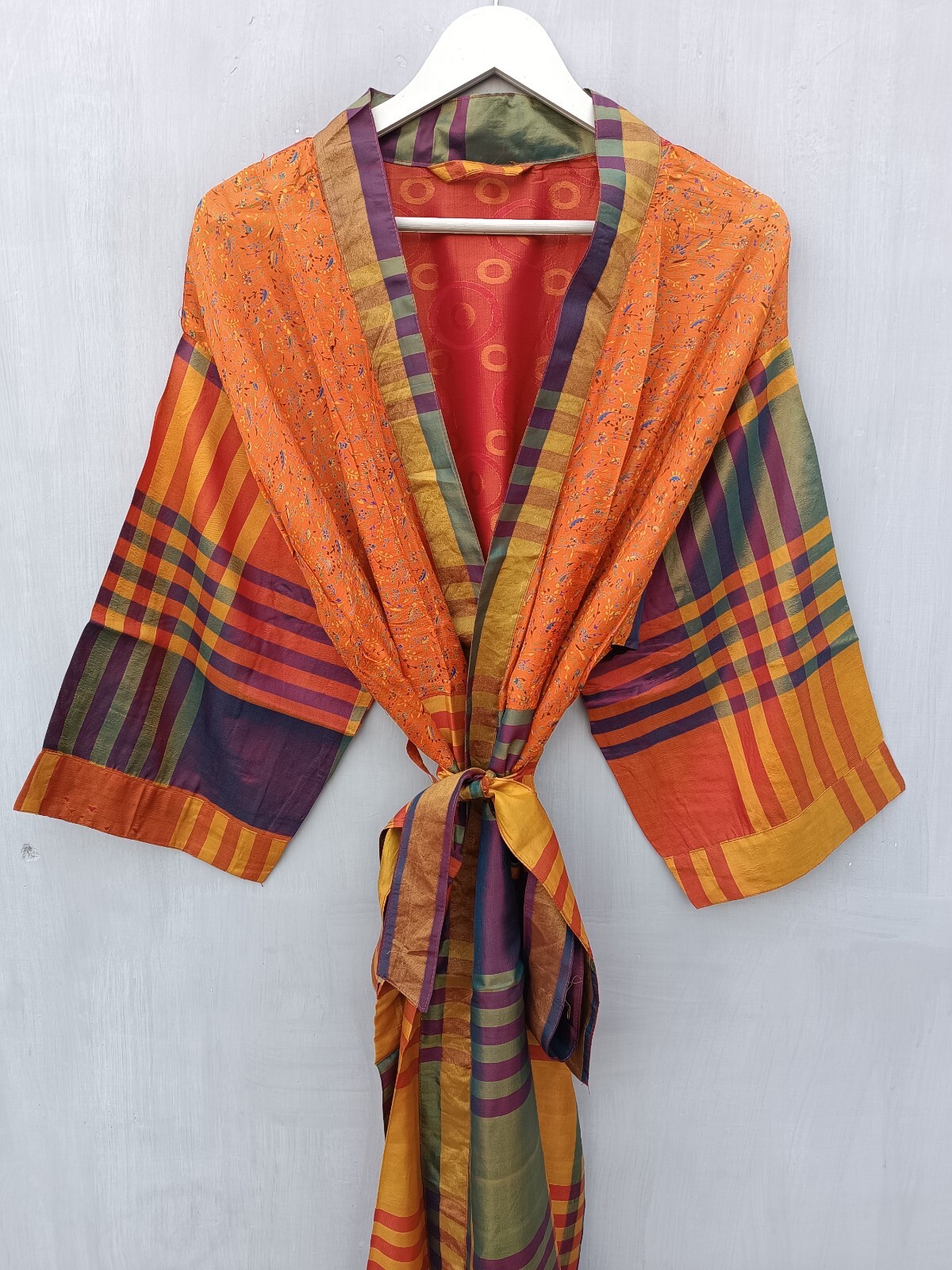 Bikini Cower Up Bathrobe House Wear, Wrap Dress Summer Sari Silk Kimono, B-2255-image