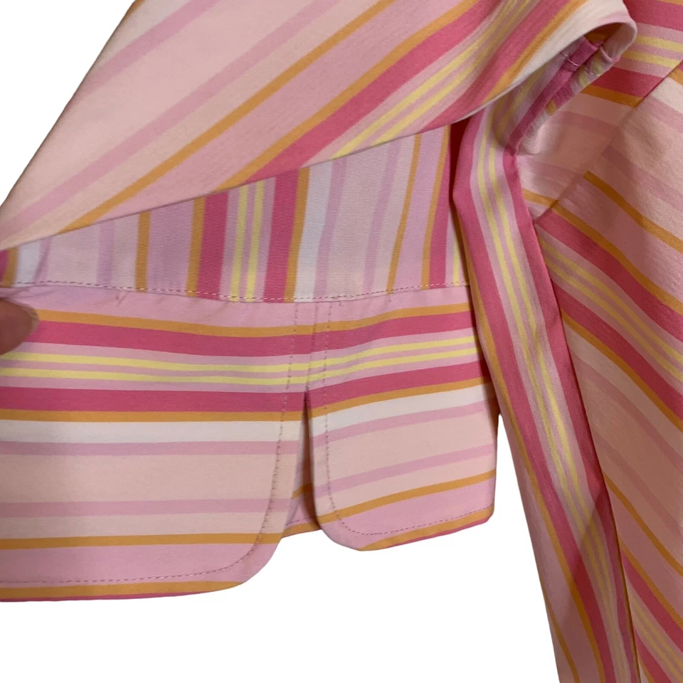 DCC Blouse Womens 2X Plus Pink Stried Button Up Half Sleeve Lightweight - Image 3 of 4