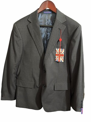 English Laundry Gray Mini Checked Notch Lapel Sports Blazer Men’s Size 40R  New