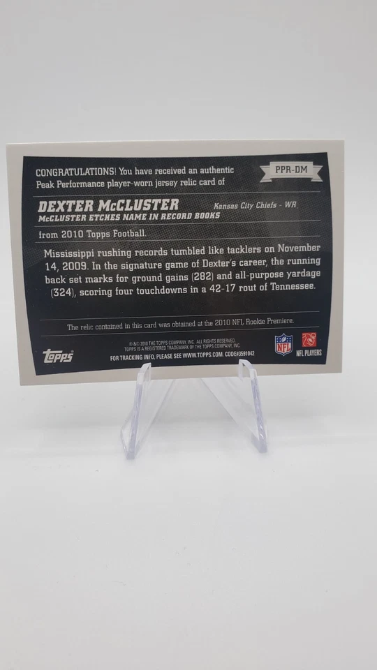 DEXTER McCLUSTER (SP) RC GAME USED JERSEY #BSR-DM KC CHIEFS 2010 BOWMAN STERLING - Image 3 of 4