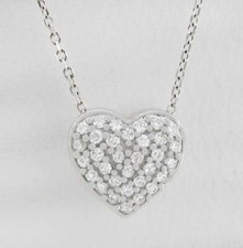 GENUINE 0.36 Cts DIAMOND HEART PENDANT NECKLACE 14k GOLD - Free Certificate -NWT