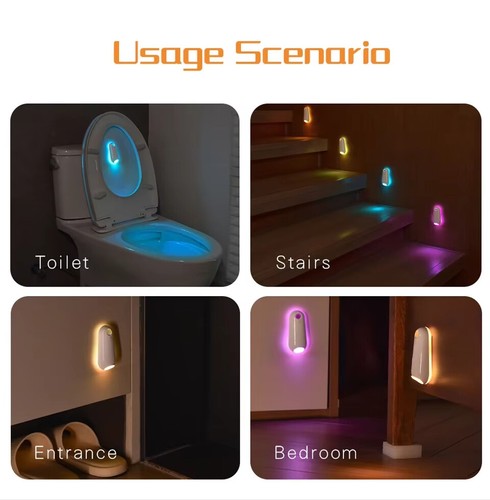 Toilet Bowl LED Night Light 8 Colors Motion Activated Seat Sensor Lamp Bathroom - Picture 11 of 16