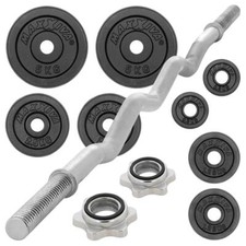 MAXXIVA Curl-Set Gusseisen 120 cm mit 26 kg 8 Gewichte schwarz Sternverschlüsse