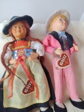 Two 9" Antique Vintage Cloth Lenci Type Italy Italian Girl Character Dolls