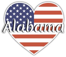 I Love Alabama USA State Heart Car Bumper Sticker Decal ''SIZES''