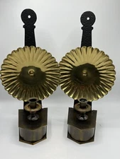 Tell City Colonial Candle Holder Reflector Wall Sconces Brass Iron 15.5"H Set/2