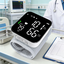 Digital Wrist Blood Pressure Monitor Automatic Cuff with LED Display Heart Rate