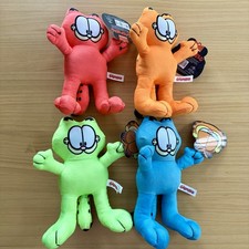 NWT Lot Of 4 Garfield Cat Neon Plush Orange Green Blue Pink 9" Toy Factory