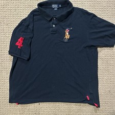  4 Embroidery Navy polo ralph lauren shirt big pony Red Accent xxl
