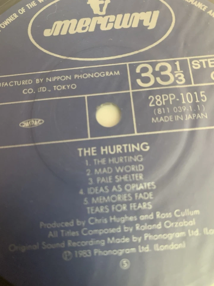 TEARS FOR FEARS THE HURTING 1983 MERCURY 25PP88 JAPAN LP OBI VINYL - Image 4 of 4