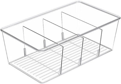1 Pack Storage Organizer Bins, Plastic Bins Desk Organizer Containers with 4 ...
