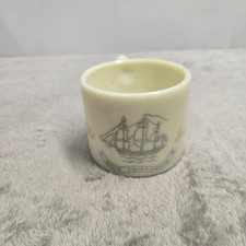 Vintage Old Spice Shaving Mug Ship Friendship Milk Glass Shulton Creamy White
