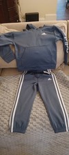 Adidas Kids 2-Piece Sweat Suit Set Boys Size 4T Blue White Joggers  Hoddie