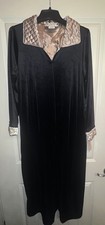 NWT VTG Cinema Etoile Black Velour~Velvet Gold Collar Zip Robe~Peignoir Sz Med
