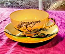 Genuine Japanese Samurai Handpainted Porcelain Cup & Saucer Set 1950s