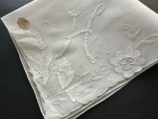 A White Vintage Hankie Monogram H Madeira Hand Embroidered Appliqu Bride Cotto