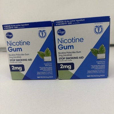 Kroger Nicotine Gum 2mg Coated Ice Mint 320 Pieces - EXP 2027 GV Lot 2