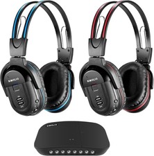 Simolio Dual Wireless Headphones for TV with Transmitter, 2 Channel IR Headphone