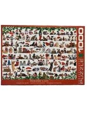 Holiday Santa Christmas Cats 1000 Piece Jigsaw Puzzle Eurographics Complete