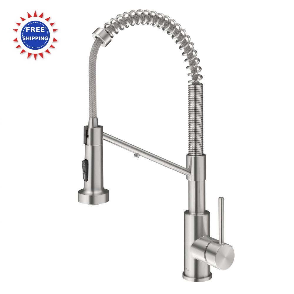 Kraus Bolden 2-in-1 Commercial Style Pull Down Kitchen Faucet KFF-1610SFS Single