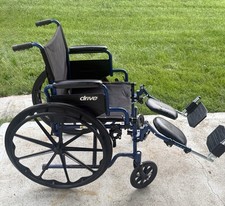 Drive Manual Wheelchair Blue Detachable Footrests Swing Away Legrest Wheel Locks