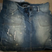 Calvin Klein Jeans Women s Blue Solid Denim Mini Skirt Button Zipper Pockets 8