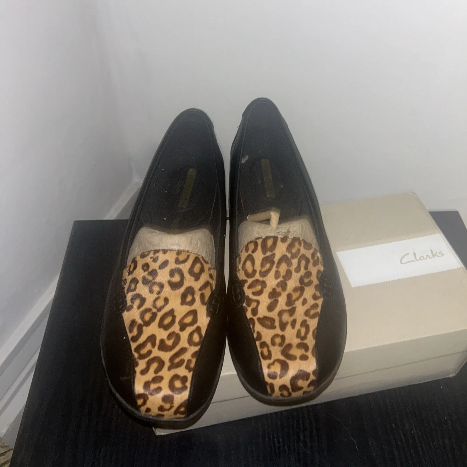 Mocassini Clarks Croco in rilievo Bayou Nero Leopardato 10 Larghi