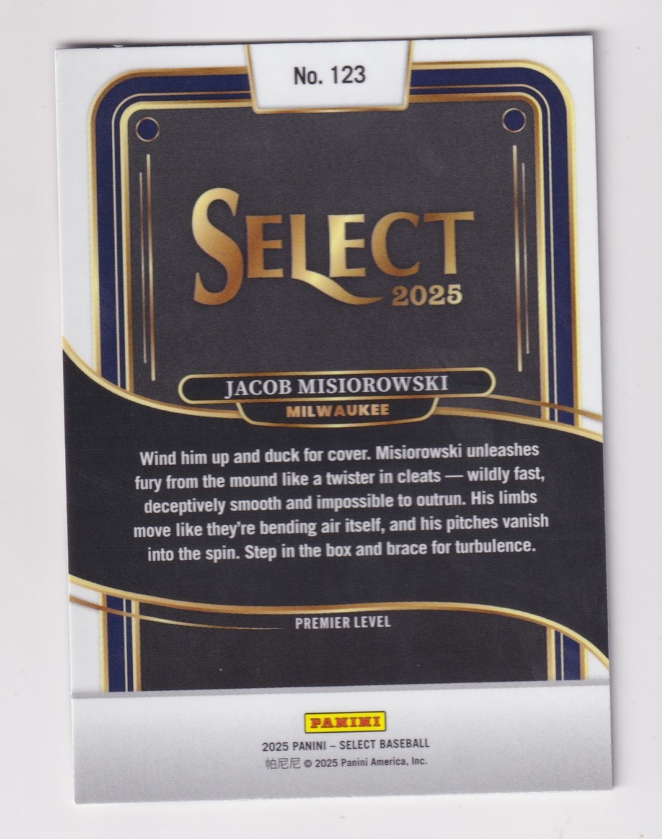 【期間限定特価】Panini Select コビー・メイヌー　レリックオート 2025 Panini Select PREMIER LEVEL #123 JACOB MISIOROWSKI RC Rookie