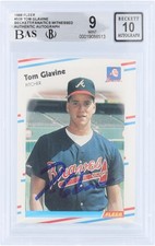 Tom Glavine Atlanta Braves Signed 1988 Fleer #539 BAS Fanatics 9/10 Rookie Card