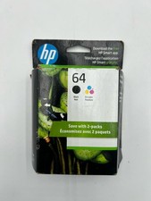 Genuine - HP 64 - X4D92AN - Ink Cartridge Black  Tri-Color - 2 Pack - Jan 2024