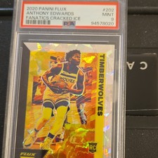2020-21 Panini Flux Anthony Edwards #202 Rookie Fanatics Cracked Ice PSA 9