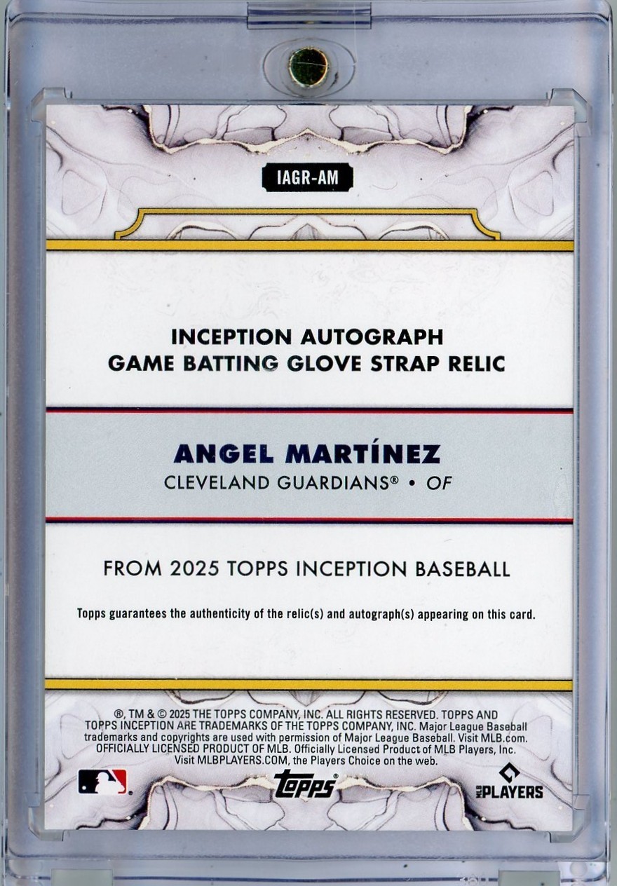 2025 Topps Inception Angel Martinez 1/1 Logoman Batting Glove Rookie Patch Auto view 2