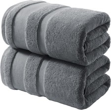 100 Cotton Bath Towels Set of 2, Extra Large Bath Sheets 35 X 70 Inches, 800 GS