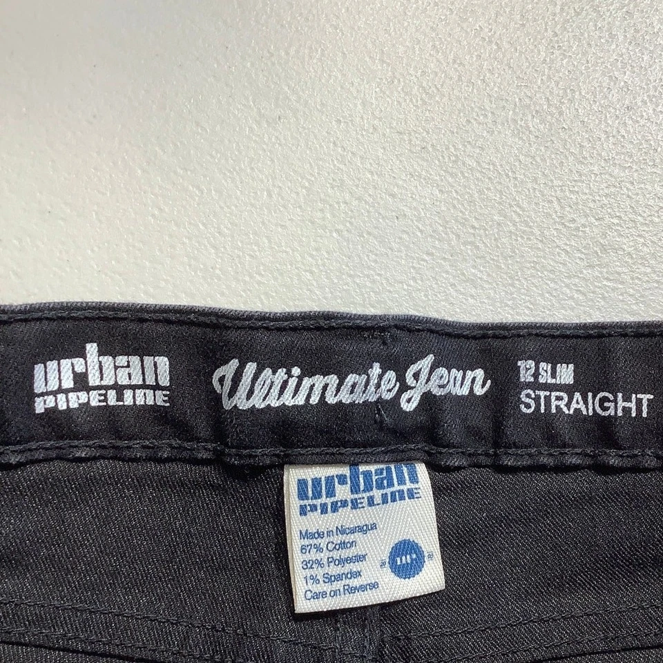 Pantalones de mezclilla rectos ajustados Urban Pipeline para niños talla 12 - calce ceñido, pierna recta, informales Foto 3 de 4